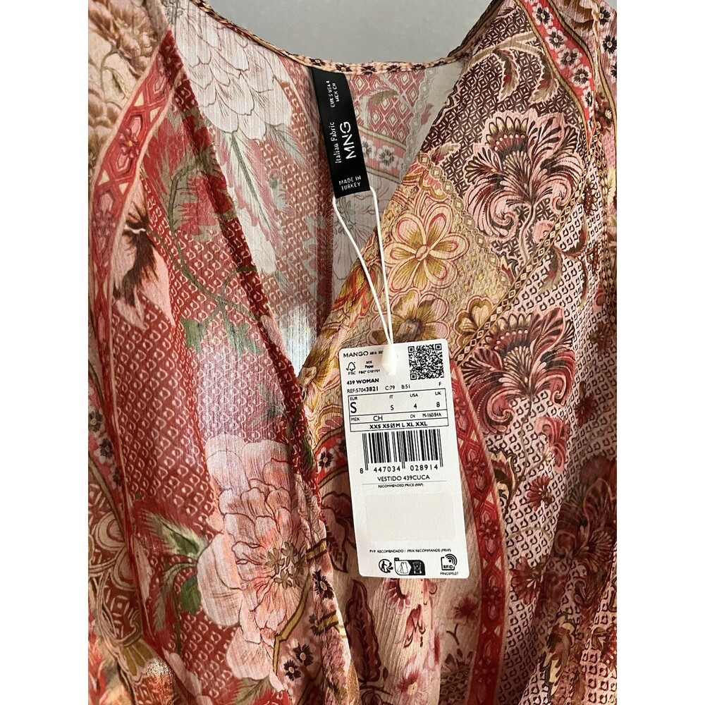 Mango Floral Chiffon Dress Coastal Cowgirl Western Flowy Boho Whimsical S NWT - Picture 5 of 7